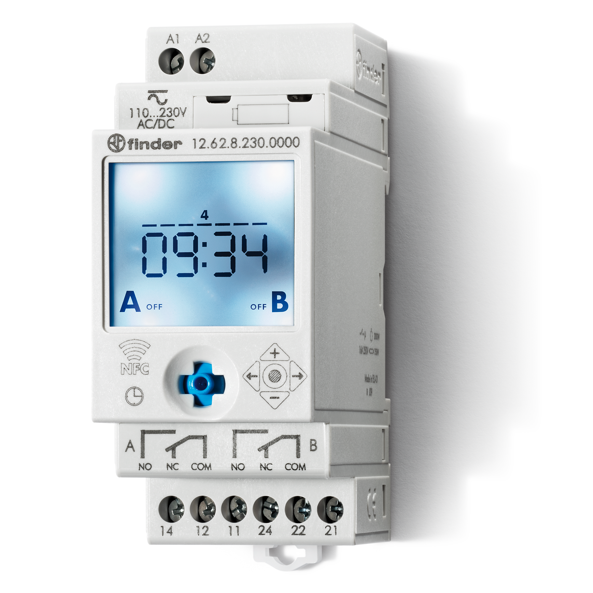 Finder TIMESWITCH, DIGITAL, 7 DAY,1min SET INTERVAL, 2CO16A@250VAC,110-230VAC/DC