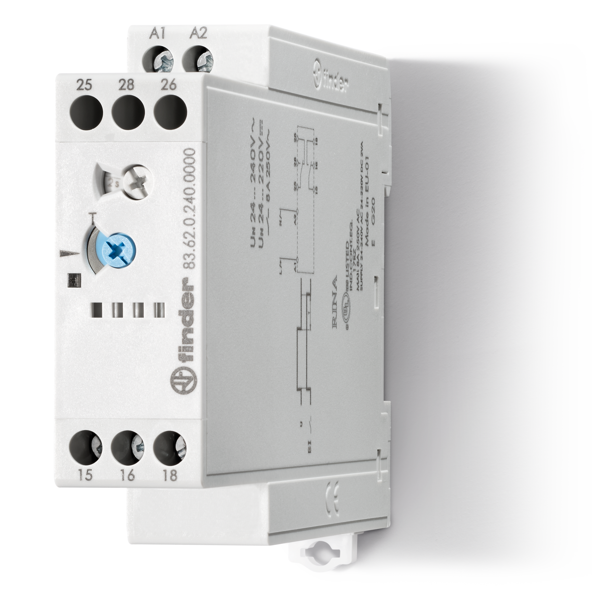 Finder TIMER, TRUE POWER-OFF DELAY (BI) >3MIN, 2 CO, 24-240VAC/DC