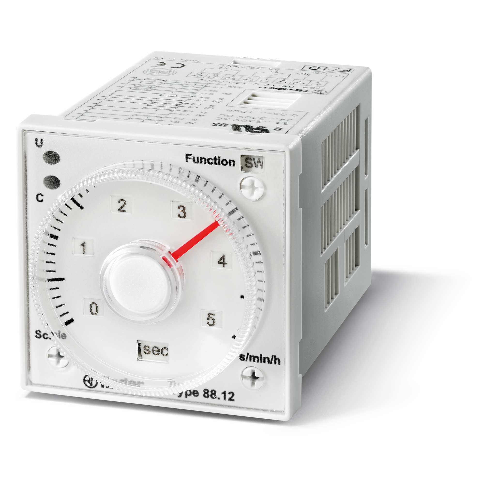 Finder TIMER, MULTIFUNCTION ANALOG, 48x48mm, 2CO 8A@250VAC, 24-240VAC/DC 8 PIN PLUG-IN