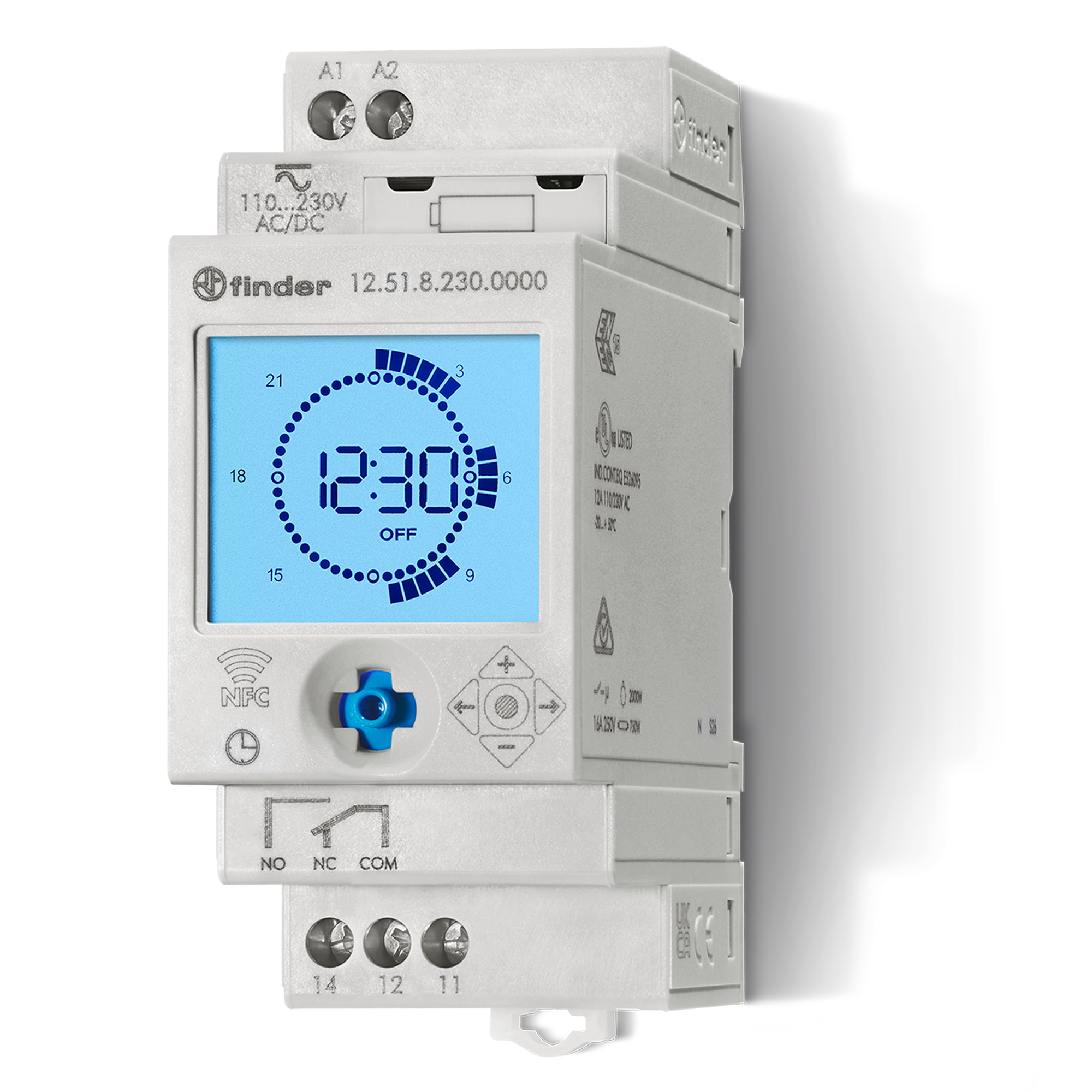 Finder TIMESWITCH, DIGITAL, 24hr/7 DAY, 30 MIN SET INTERVAL,1CO16A@250VAC, 230VAC