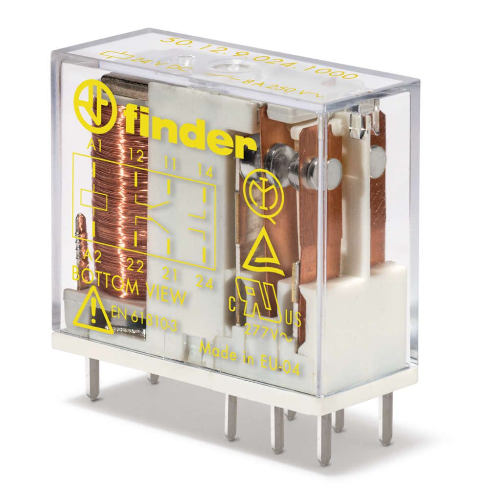 PCB safety relay with forcibly guided contacts
