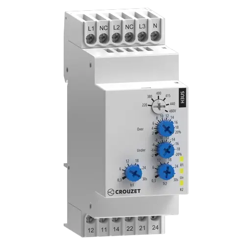 Crouzet H3USN Phase Loss and Voltage Relay – 3PH 4W, 3x120/277VAC, DPDT