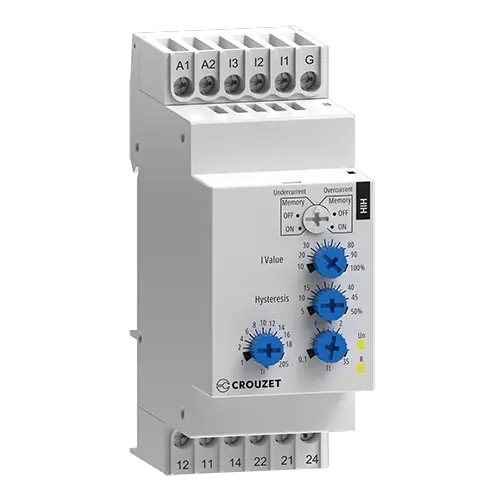 Crouzet HIH Current Monitoring Relay – 0.1-10A AC/DC, DPDT, 24-240VAC/DC