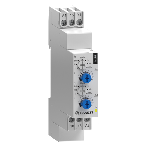 Crouzet MLR1 Timer – Asymmetrical Recycle (LI), 0.1s/100h, 1CO 10A, 24-240AC/24DC
