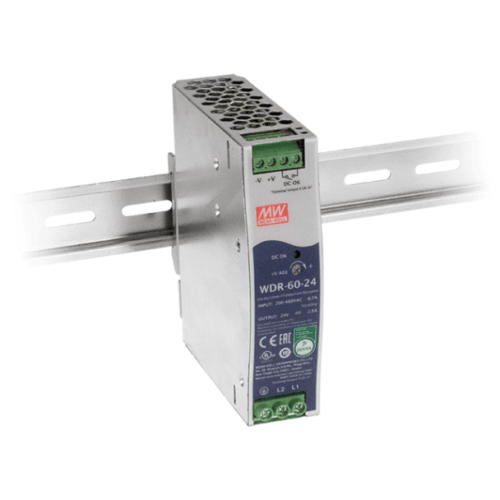 Mean Well WDR-60 DIN Rail Power Supply – 60W, 2/3 Phase, 180-550VAC Input
