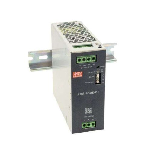 Mean Well XDR-480E-24 DIN Rail Power Supply – 480W, Single Phase